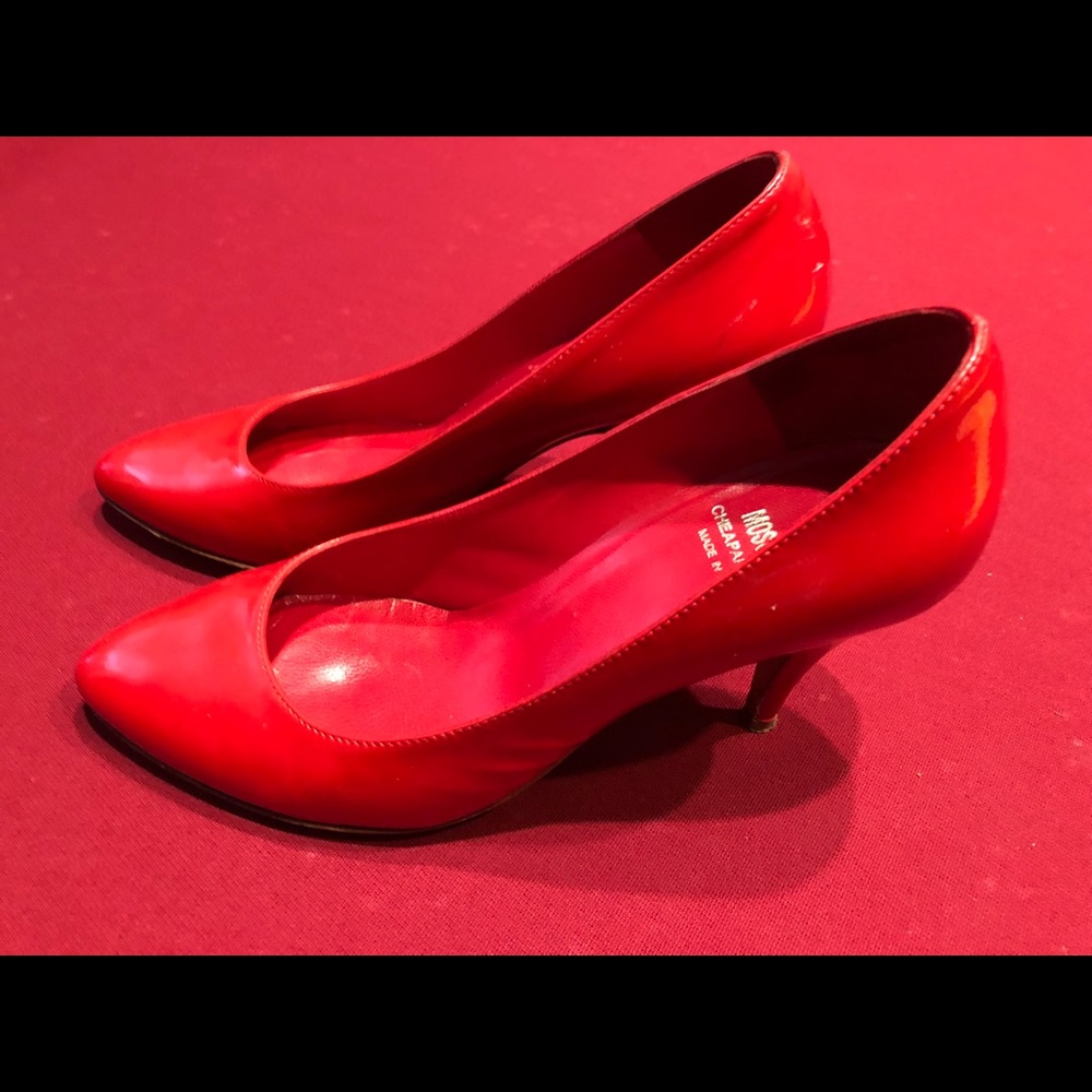 Moschino Red Leather Pumps Size 6 RARE MINT